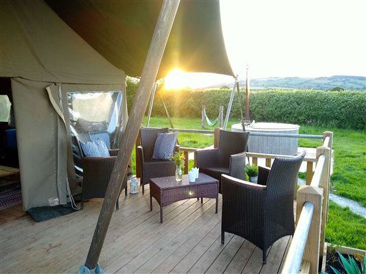 safari tent with hot tub